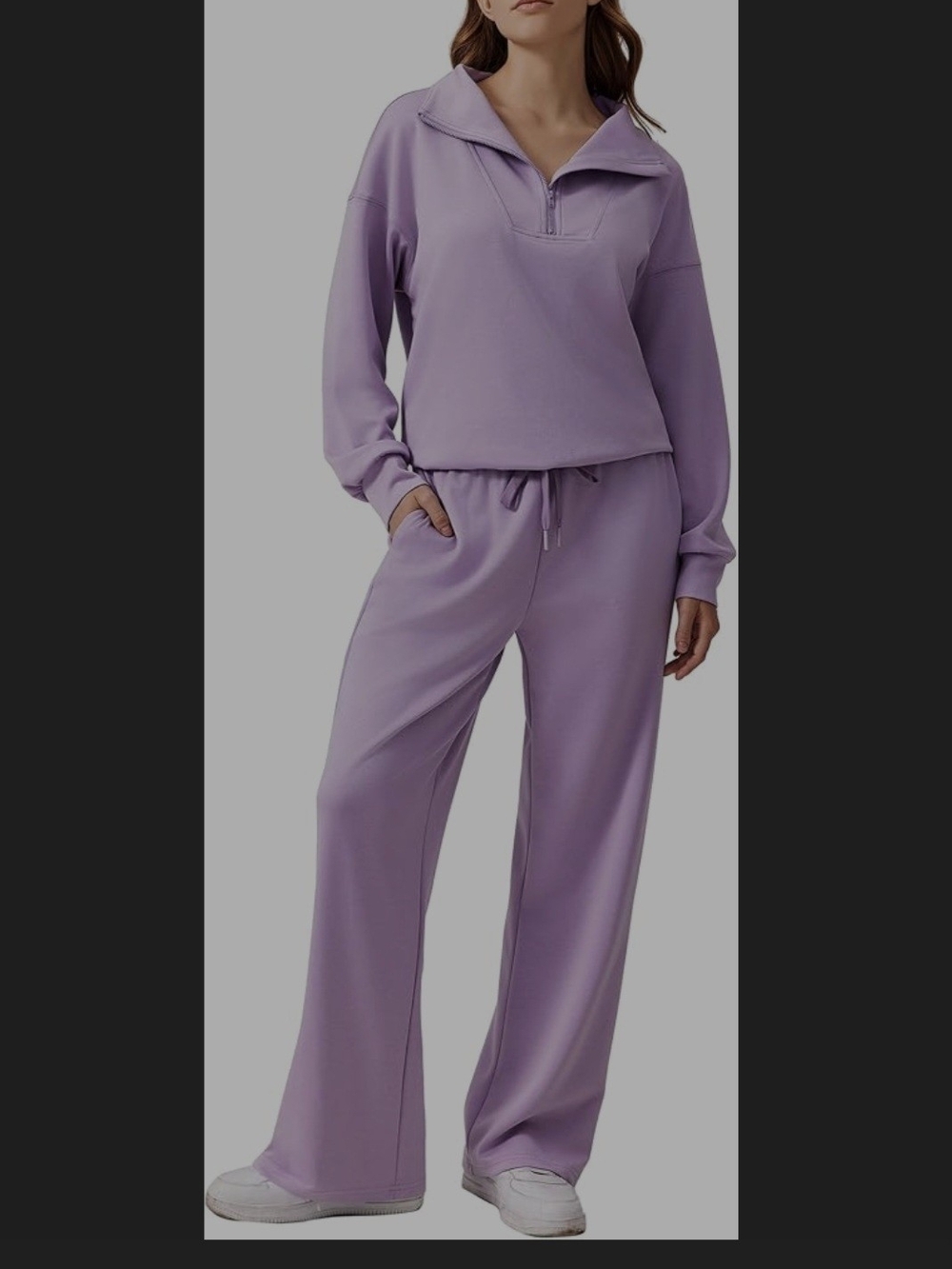 PINSPARK 2 Piece Set Women Outfit Sweatsuit Oversized Sweatshirt Wide Leg 2XL